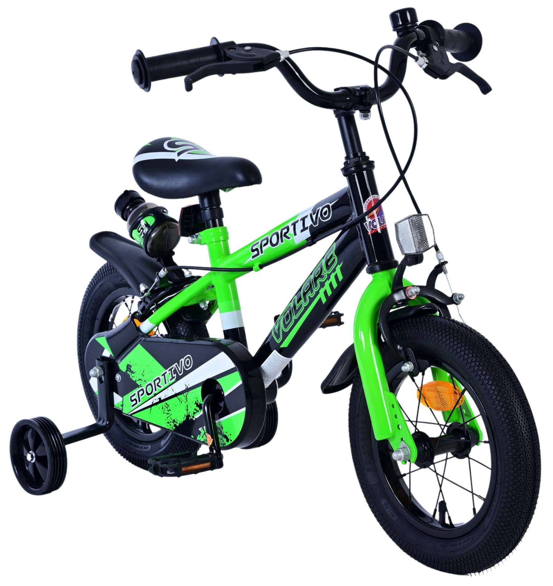 Volare Sportivo Kinderfiets – Jongens – 12 inch – Groen Zwart – Twee Handremmen