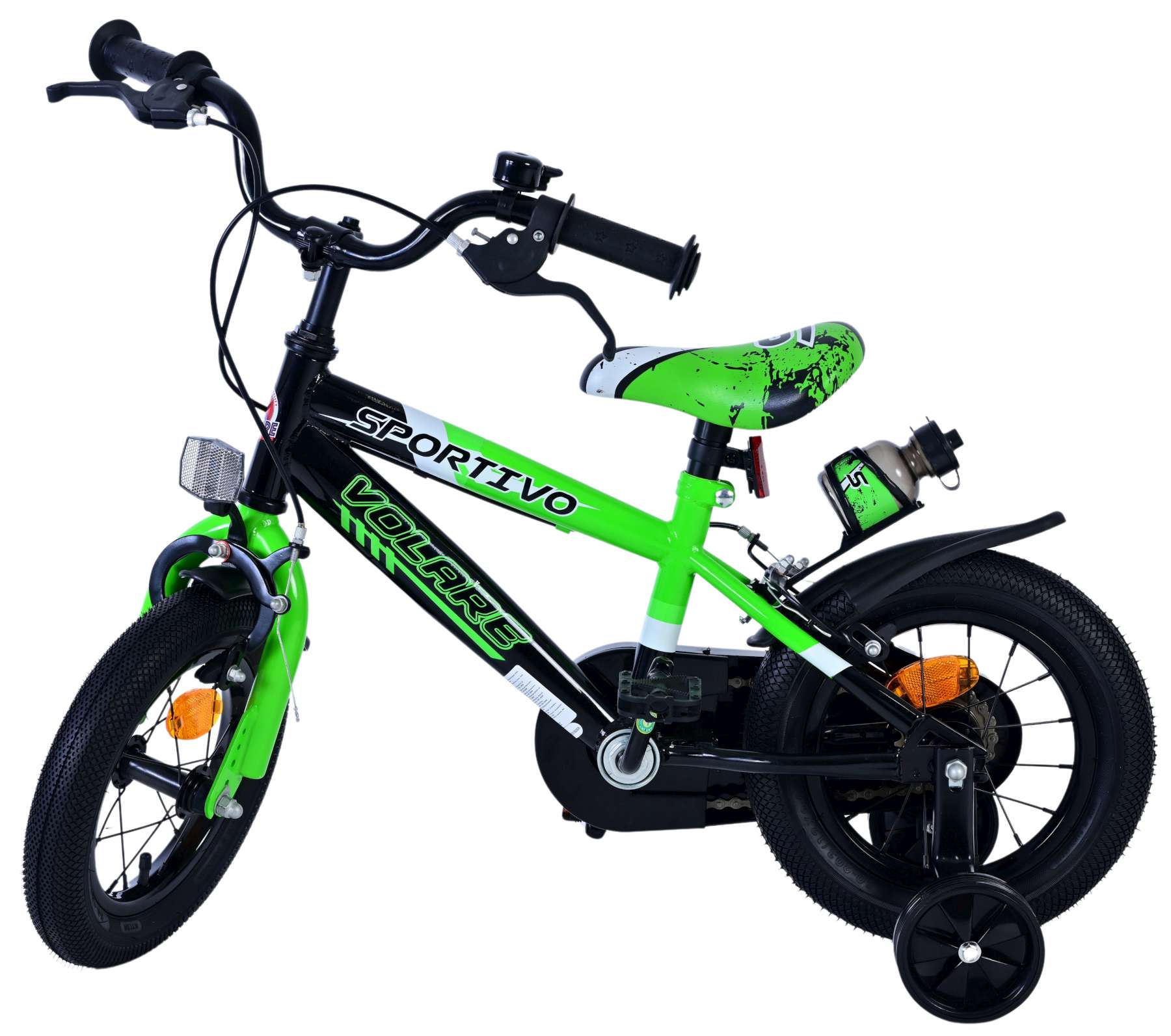 Volare Sportivo Kinderfiets – Jongens – 12 inch – Groen Zwart – Twee Handremmen