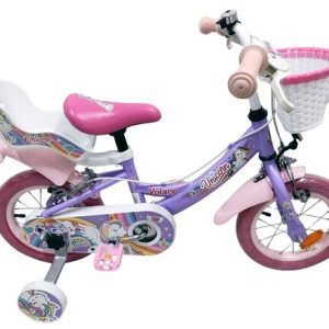 Volare Unicorn Kinderfiets – Meisjes – 12 inch – Paars – Twee handremmen Volare Unicorn Kinderfiets – Meisjes – 12 inch – Paars – Twee handremmen