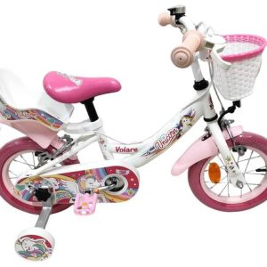 Volare Unicorn Kinderfiets – Meisjes – 12 inch – Wit – Twee handremmen Volare Unicorn Kinderfiets – Meisjes – 12 inch – Wit – Twee handremmen