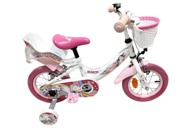 Volare Unicorn Kinderfiets – Meisjes – 12 inch – Wit – Twee handremmen