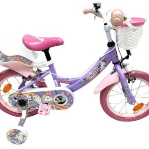 Volare Unicorn Kinderfiets – Meisjes – 14 inch – Paars – Twee Handremmen Volare Unicorn Kinderfiets – Meisjes – 14 inch – Paars – Twee Handremmen