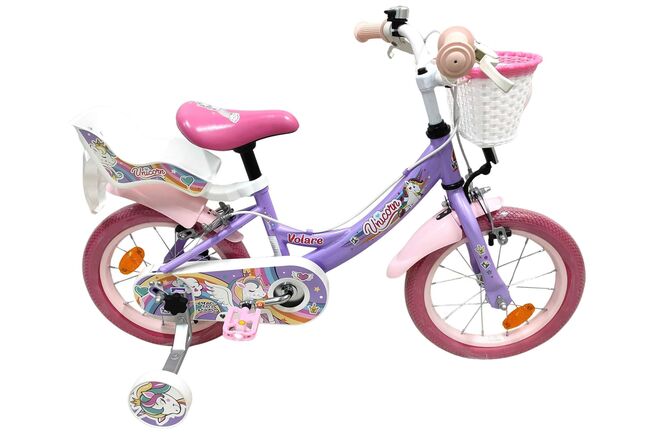 Volare Unicorn Kinderfiets – Meisjes – 14 inch – Paars – Twee Handremmen Volare Unicorn Kinderfiets – Meisjes – 14 inch – Paars – Twee Handremmen