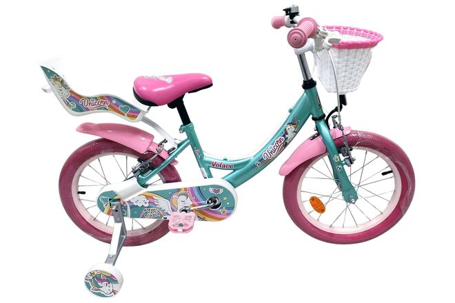 Volare Unicorn Kinderfiets – Meisjes – 16 inch – Groen – Twee Handremmen Volare Unicorn Kinderfiets – Meisjes – 16 inch – Groen – Twee Handremmen