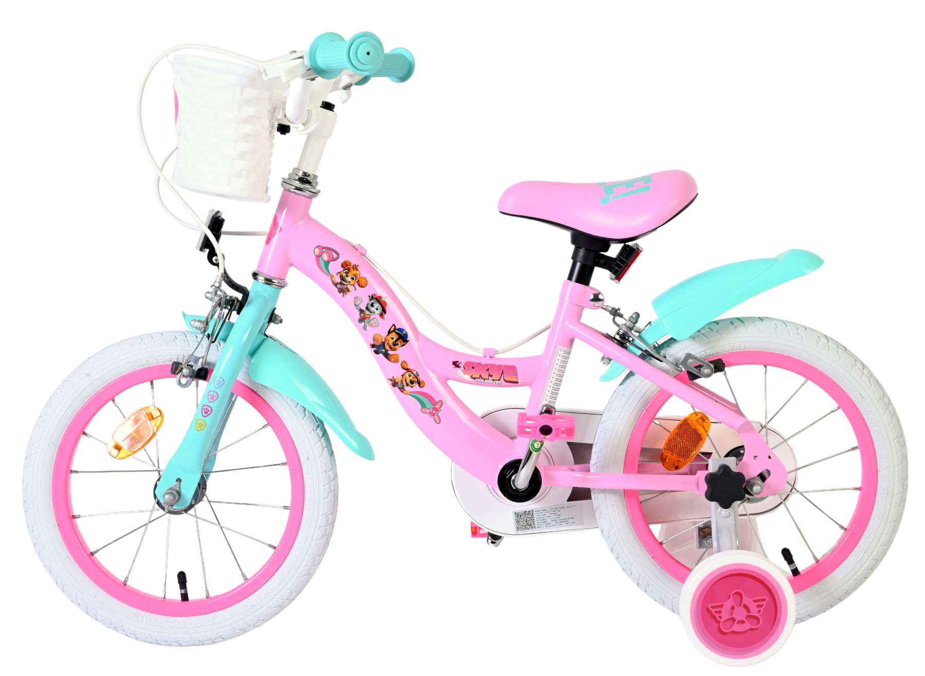Paw Patrol Kinderfiets – Meisjes – 14 inch – Roze – Twee handremmen Paw Patrol Kinderfiets – Meisjes – 14 inch – Roze – Twee handremmen