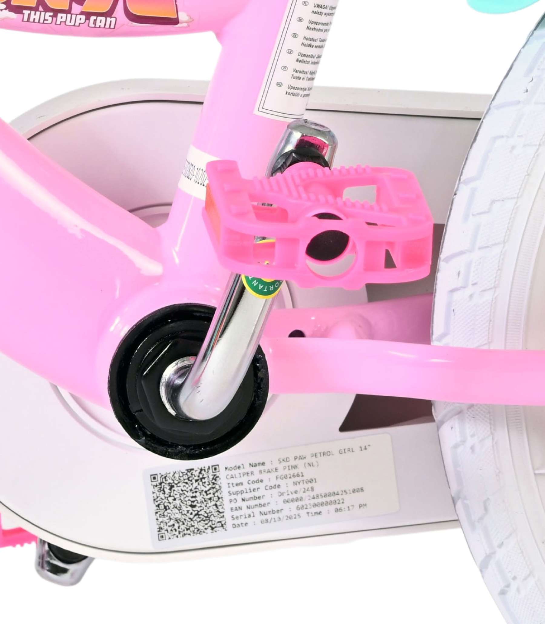 Paw Patrol Kinderfiets – Meisjes – 14 inch – Roze – Twee handremmen Paw Patrol Kinderfiets – Meisjes – 14 inch – Roze – Twee handremmen