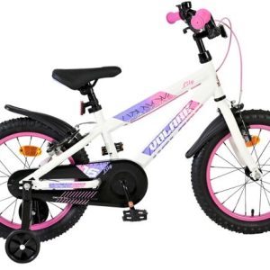 Volare Lily Kinderfiets – Meisjes – 16 inch – Wit Roze Paars – Twee Handremmen