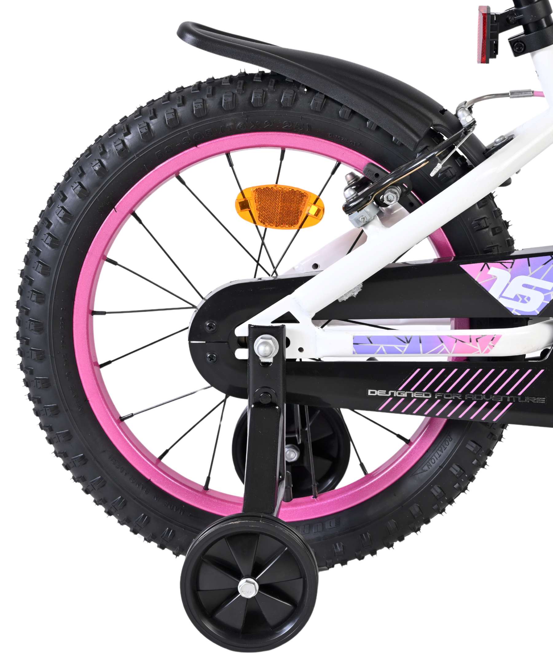 Volare Lily Kinderfiets – Meisjes – 16 inch – Wit Roze Paars – Twee Handremmen