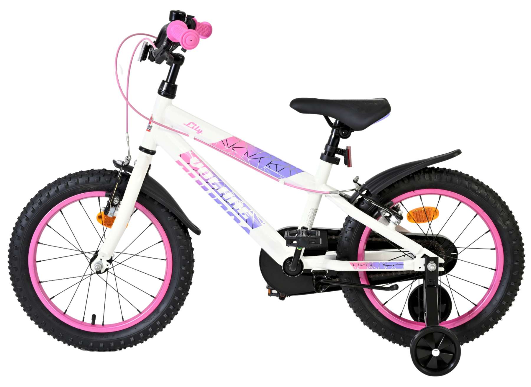 Volare Lily Kinderfiets – Meisjes – 16 inch – Wit Roze Paars – Twee Handremmen