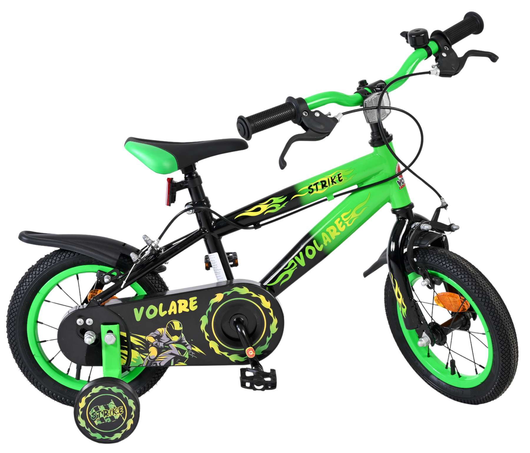 Volare Strike Kinderfiets – Jongens – 12 inch – Zwart Groen – Twee Handremmen Volare Strike Kinderfiets – Jongens – 12 inch – Zwart Groen – Twee Handremmen