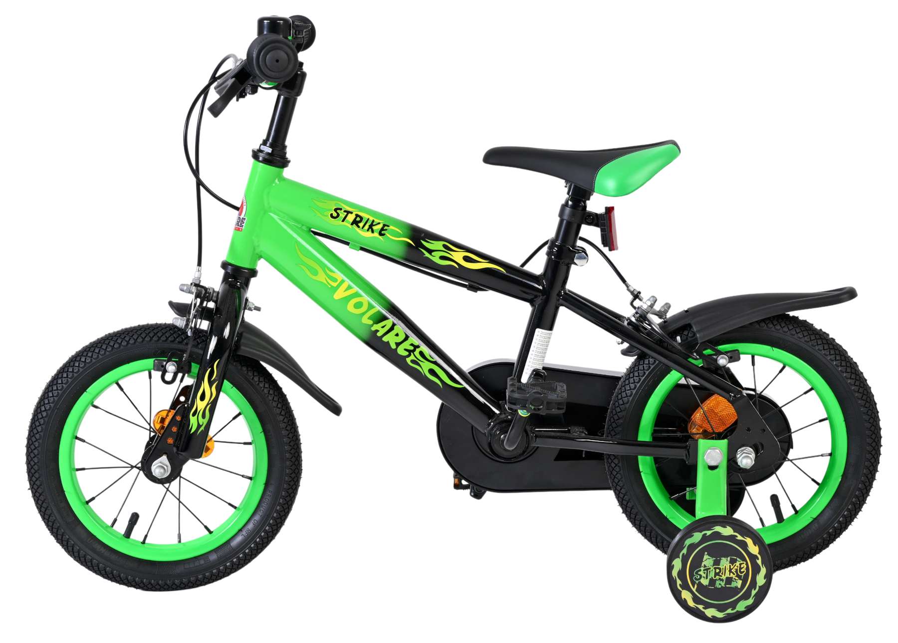 Volare Strike Kinderfiets – Jongens – 12 inch – Zwart Groen – Twee Handremmen Volare Strike Kinderfiets – Jongens – 12 inch – Zwart Groen – Twee Handremmen