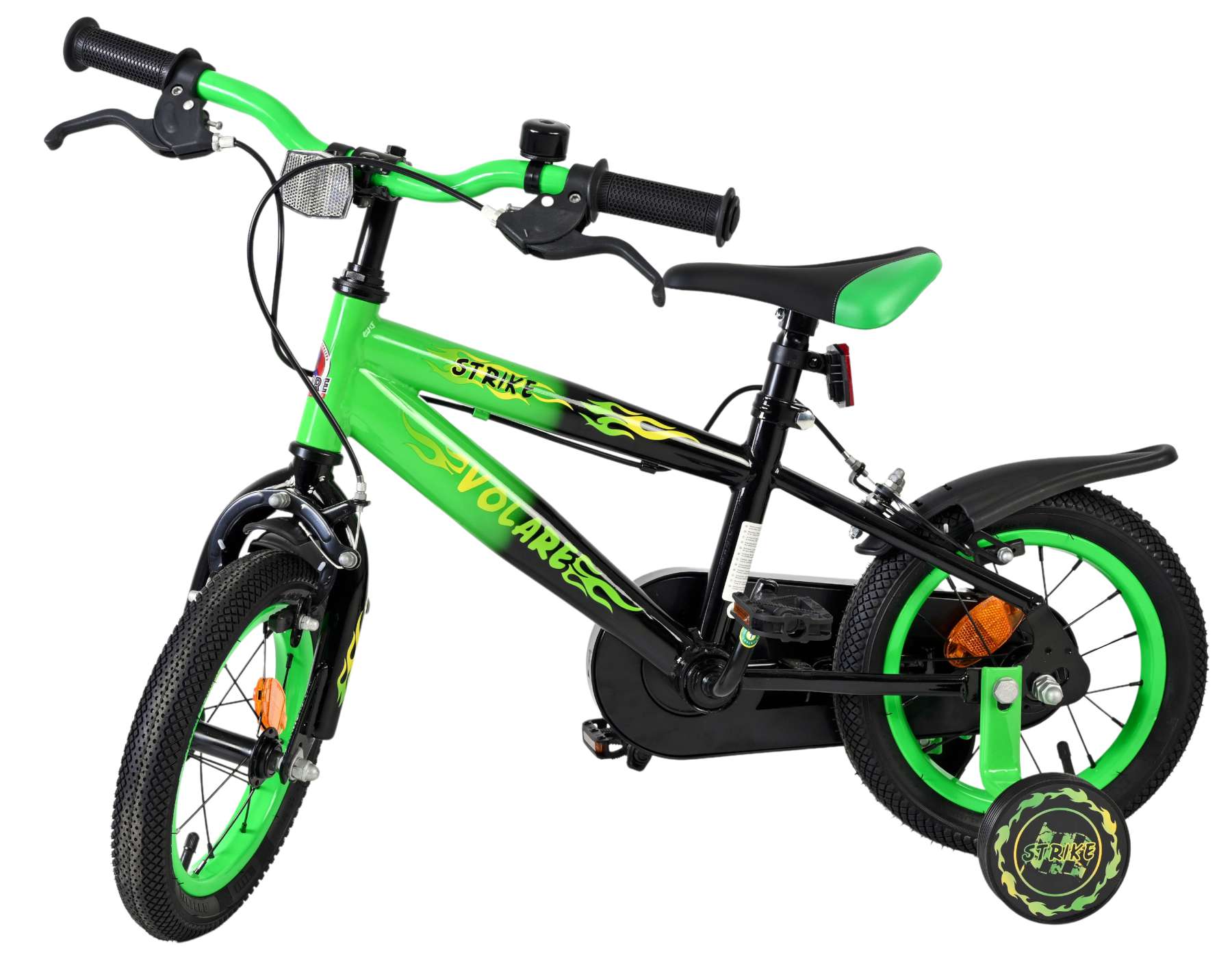 Volare Strike Kinderfiets – Jongens – 12 inch – Zwart Groen – Twee Handremmen Volare Strike Kinderfiets – Jongens – 12 inch – Zwart Groen – Twee Handremmen