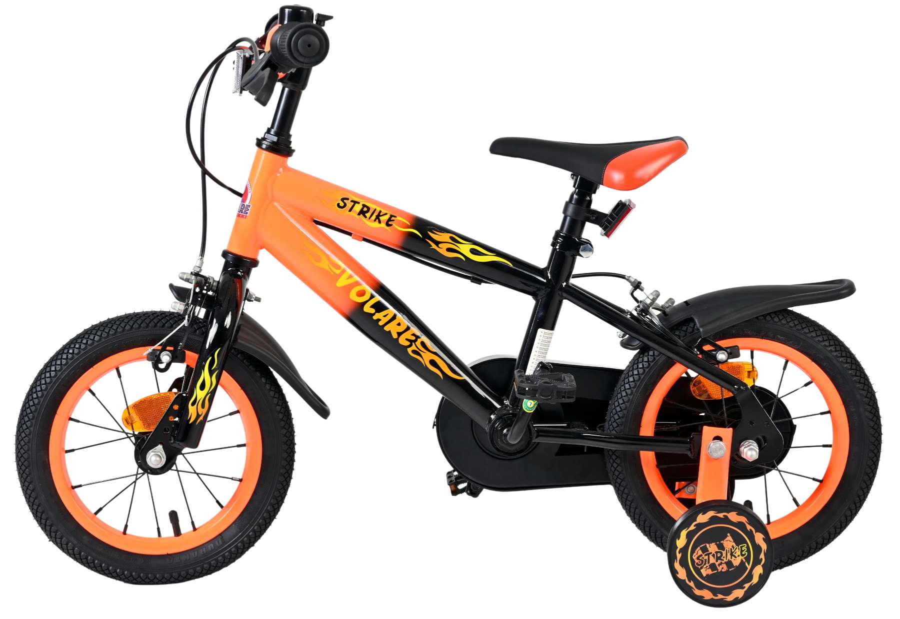 Volare Strike Kinderfiets – Jongens – 12 inch – Zwart Oranje – Twee Handremmen