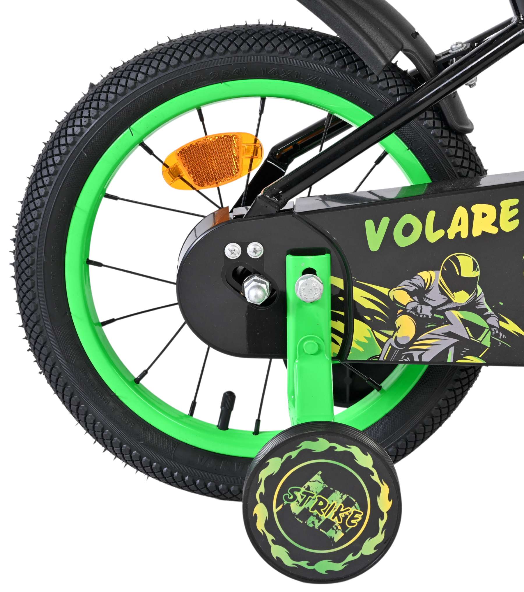 Volare Strike Kinderfiets – Jongens – 14 inch – Zwart Groen Volare Strike Kinderfiets – Jongens – 14 inch – Zwart Groen