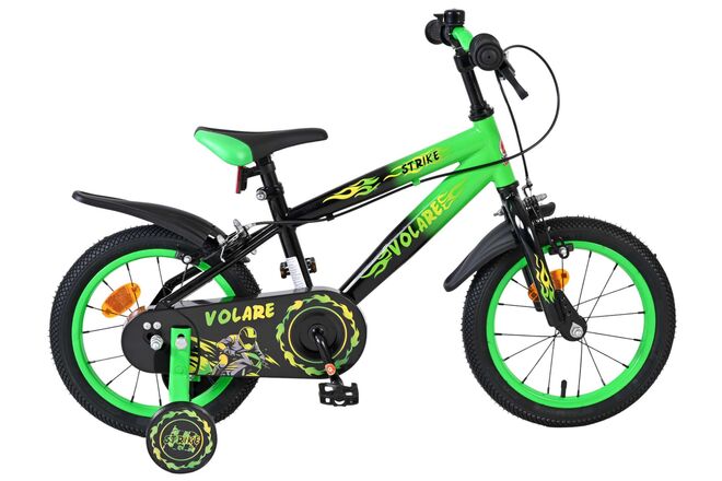 Volare Strike Kinderfiets – Jongens – 14 inch – Zwart Groen – Twee handremmen Volare Strike Kinderfiets – Jongens – 14 inch – Zwart Groen – Twee handremmen