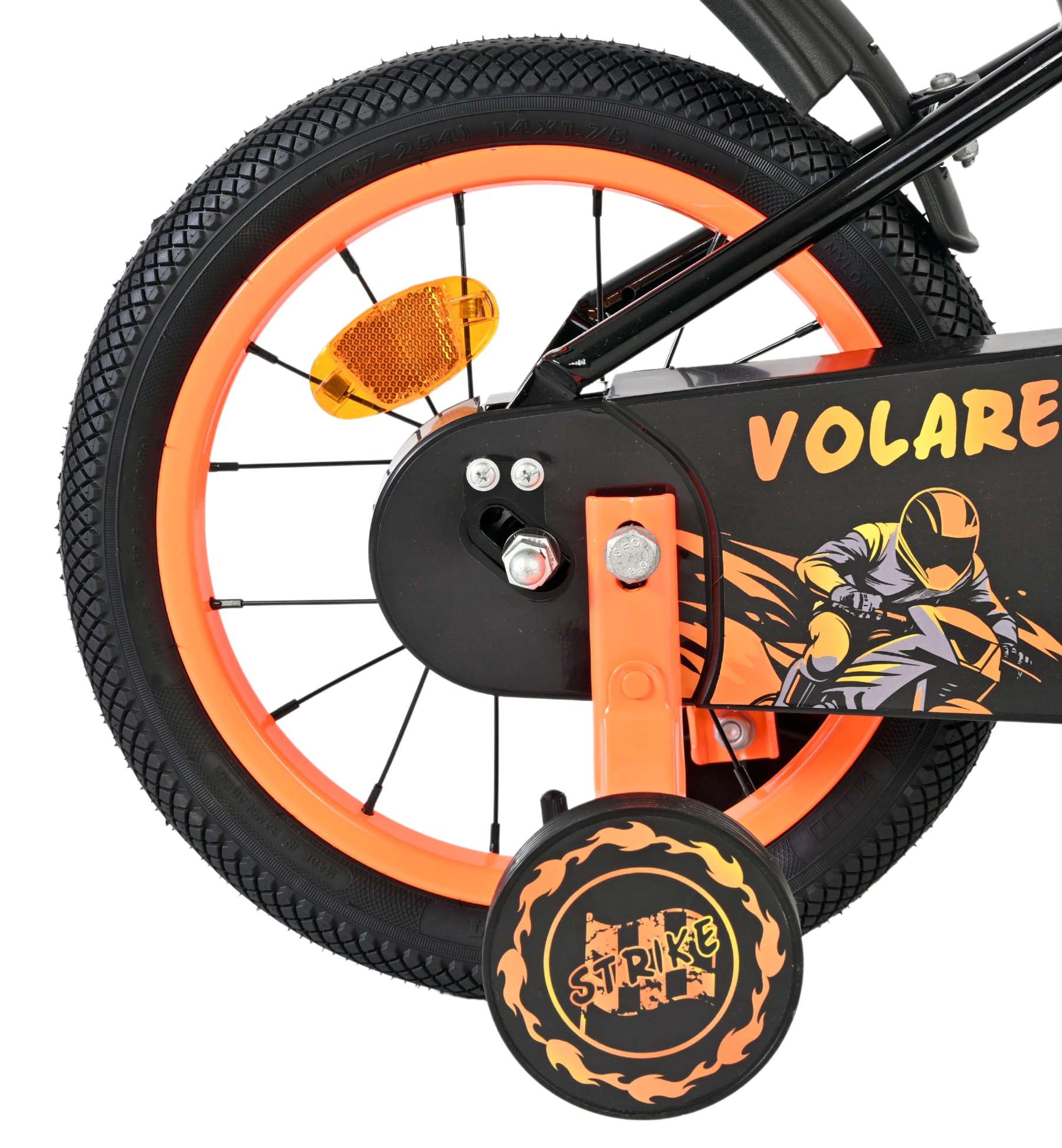 Volare Strike Kinderfiets – Jongens – 14 inch – Zwart Oranje Volare Strike Kinderfiets – Jongens – 14 inch – Zwart Oranje