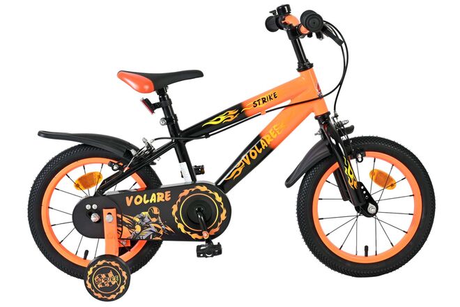 Volare Strike Kinderfiets – Jongens – 14 inch – Zwart Oranje – Twee handremmen Volare Strike Kinderfiets – Jongens – 14 inch – Zwart Oranje – Twee handremmen