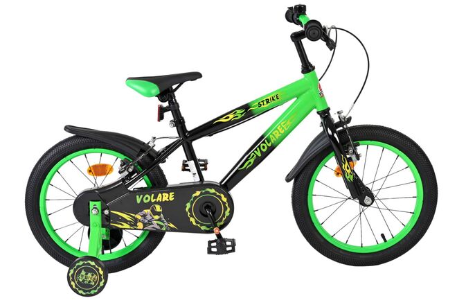 Volare Strike Kinderfiets – Jongens – 16 inch – Zwart Groen – Twee Handremmen Volare Strike Kinderfiets – Jongens – 16 inch – Zwart Groen – Twee Handremmen