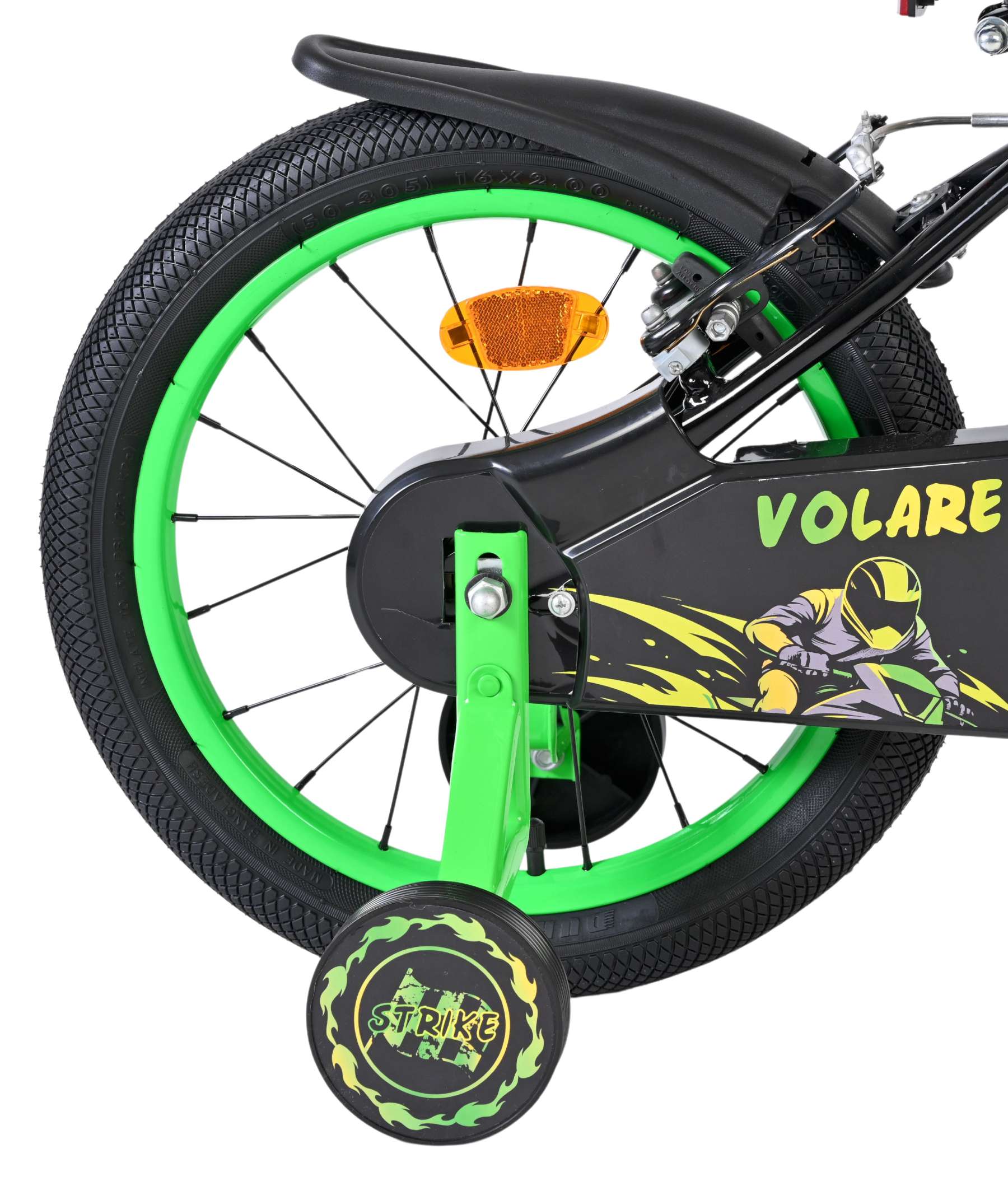Volare Strike Kinderfiets – Jongens – 16 inch – Zwart Groen – Twee Handremmen Volare Strike Kinderfiets – Jongens – 16 inch – Zwart Groen – Twee Handremmen