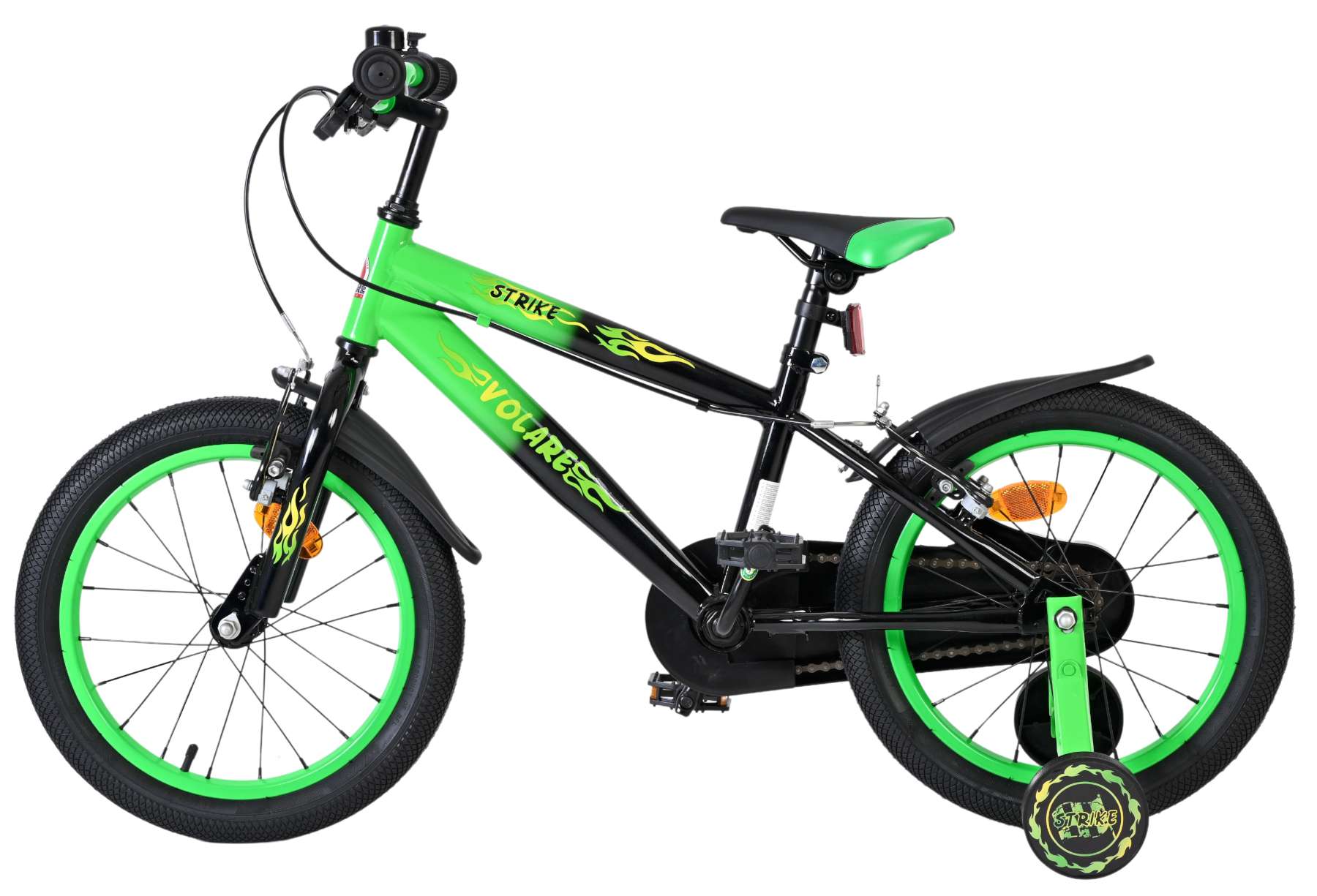Volare Strike Kinderfiets – Jongens – 16 inch – Zwart Groen – Twee Handremmen Volare Strike Kinderfiets – Jongens – 16 inch – Zwart Groen – Twee Handremmen