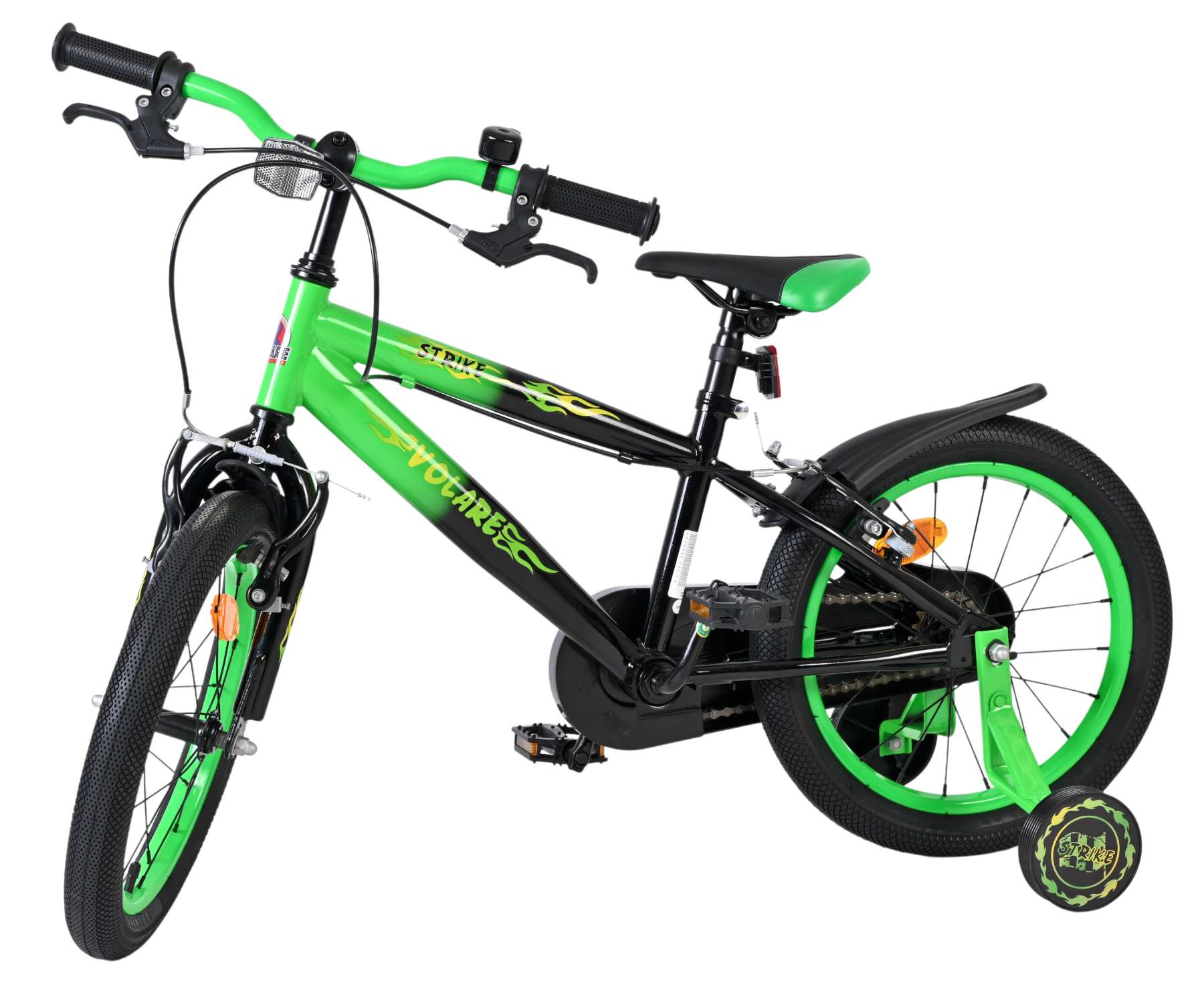 Volare Strike Kinderfiets – Jongens – 16 inch – Zwart Groen – Twee Handremmen Volare Strike Kinderfiets – Jongens – 16 inch – Zwart Groen – Twee Handremmen