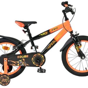 Volare Strike Kinderfiets – Jongens – 16 inch – Zwart Oranje – Twee Handremmen Volare Strike Kinderfiets – Jongens – 16 inch – Zwart Oranje – Twee Handremmen
