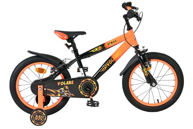 Volare Strike Kinderfiets – Jongens – 16 inch – Zwart Oranje – Twee Handremmen Volare Strike Kinderfiets – Jongens – 16 inch – Zwart Oranje – Twee Handremmen
