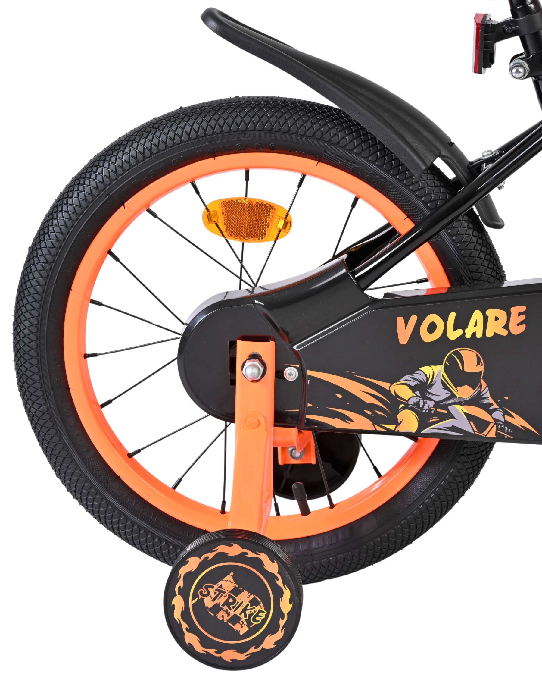 Volare Strike Kinderfiets – Jongens – 16 inch – Zwart Oranje – Twee Handremmen Volare Strike Kinderfiets – Jongens – 16 inch – Zwart Oranje – Twee Handremmen