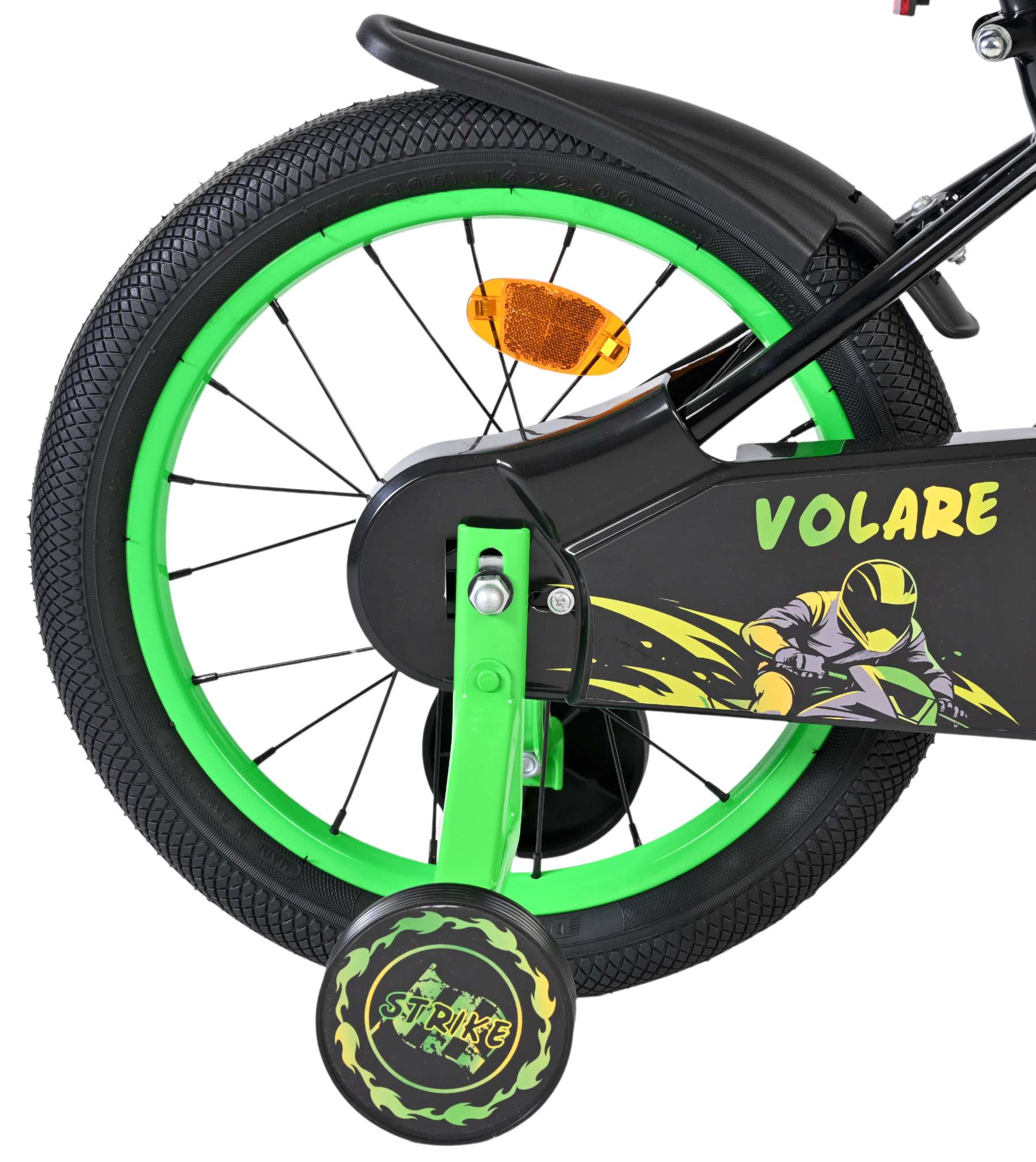 Volare Strike Kinderfiets – Jongens – 16 inch – Zwart Groen Volare Strike Kinderfiets – Jongens – 16 inch – Zwart Groen
