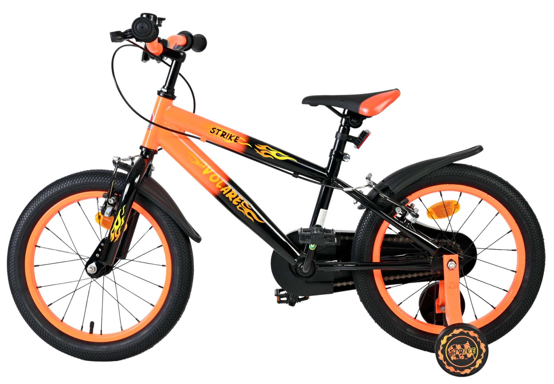 Volare Strike Kinderfiets – Jongens – 16 inch – Zwart Oranje – Twee Handremmen
