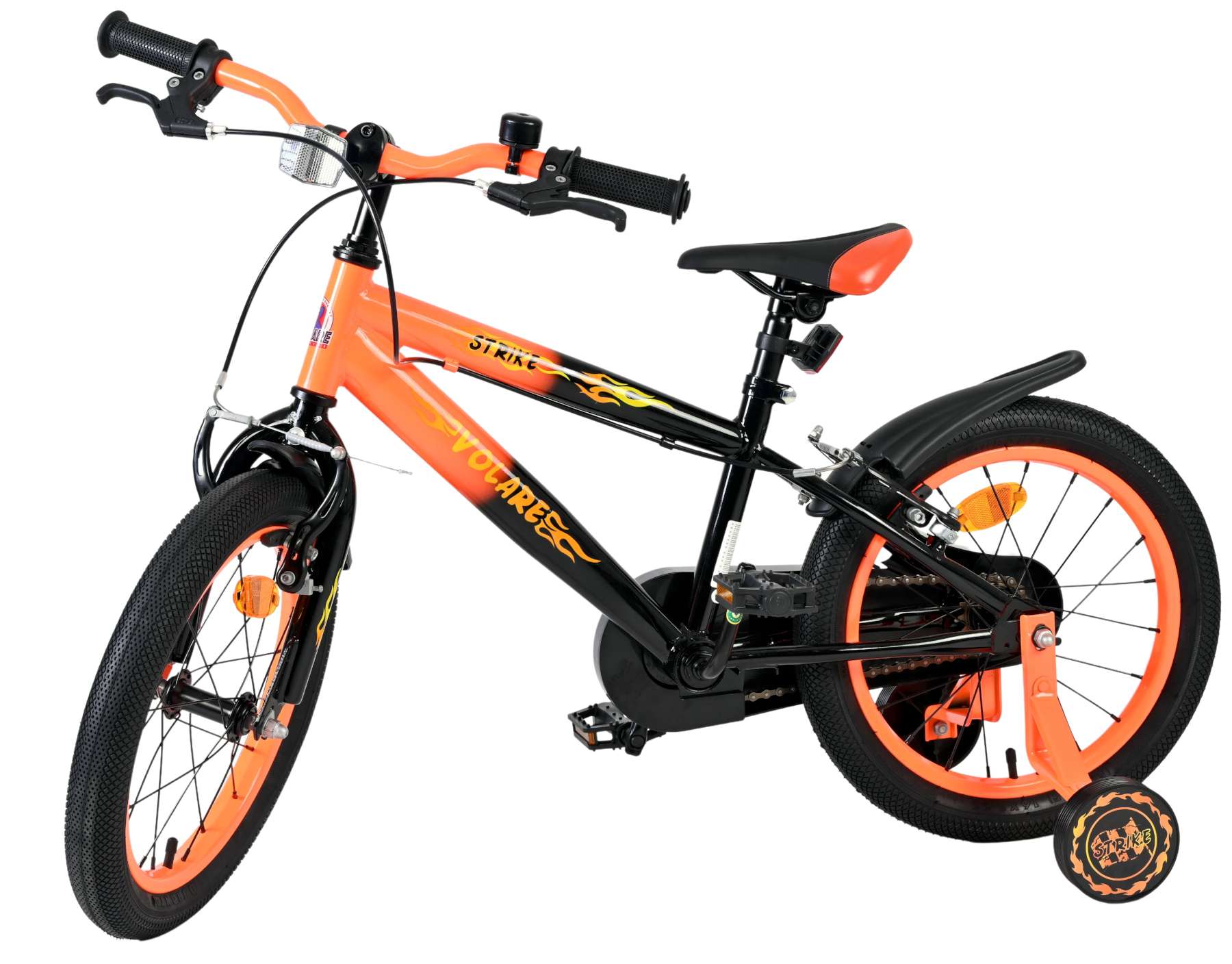 Volare Strike Kinderfiets – Jongens – 16 inch – Zwart Oranje – Twee Handremmen