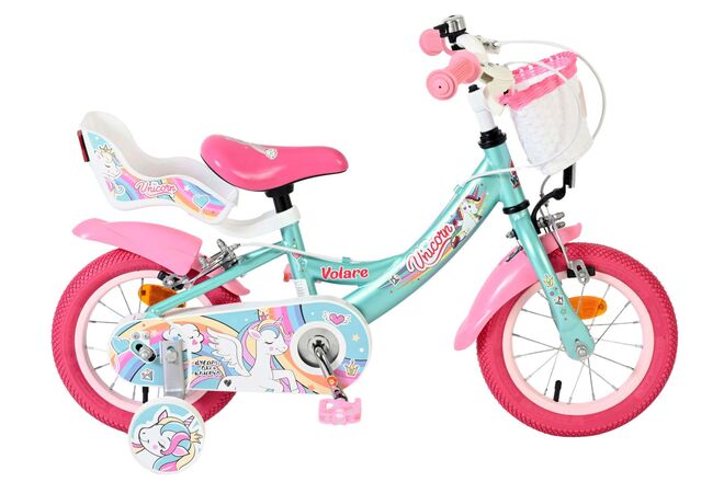 Volare Unicorn Kinderfiets – Meisjes – 12 inch – Groen – Twee handremmen