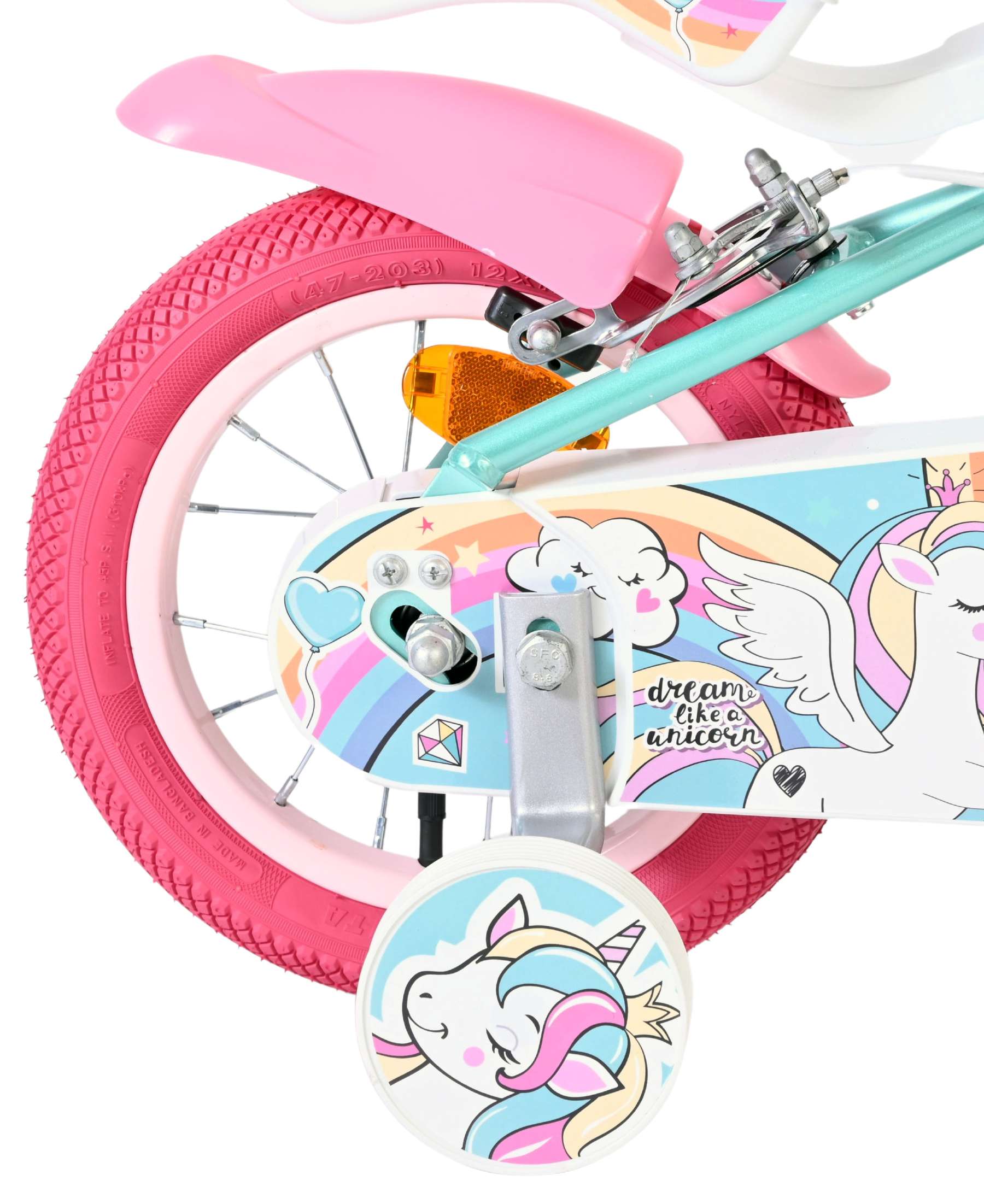 Volare Unicorn Kinderfiets – Meisjes – 12 inch – Groen – Twee handremmen