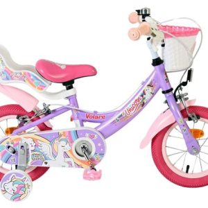 Volare Unicorn Kinderfiets – Meisjes – 12 inch – Paars – Twee handremmen