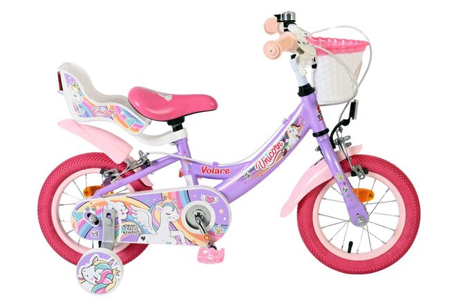 Volare Unicorn Kinderfiets – Meisjes – 12 inch – Paars – Twee handremmen