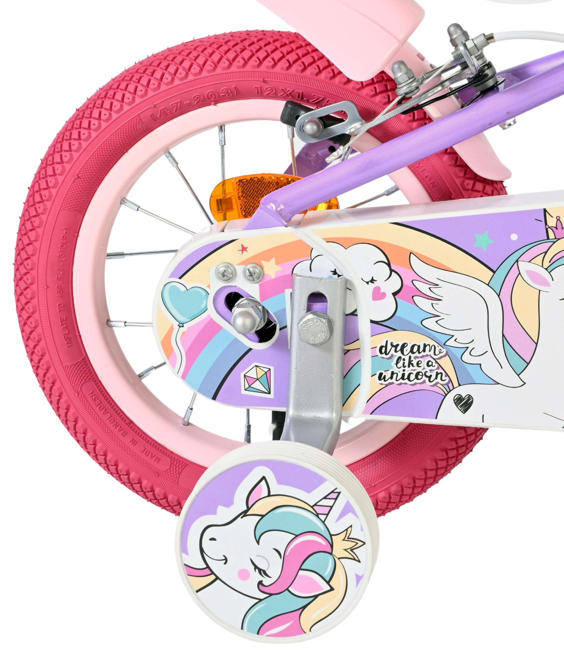 Volare Unicorn Kinderfiets – Meisjes – 12 inch – Paars – Twee handremmen