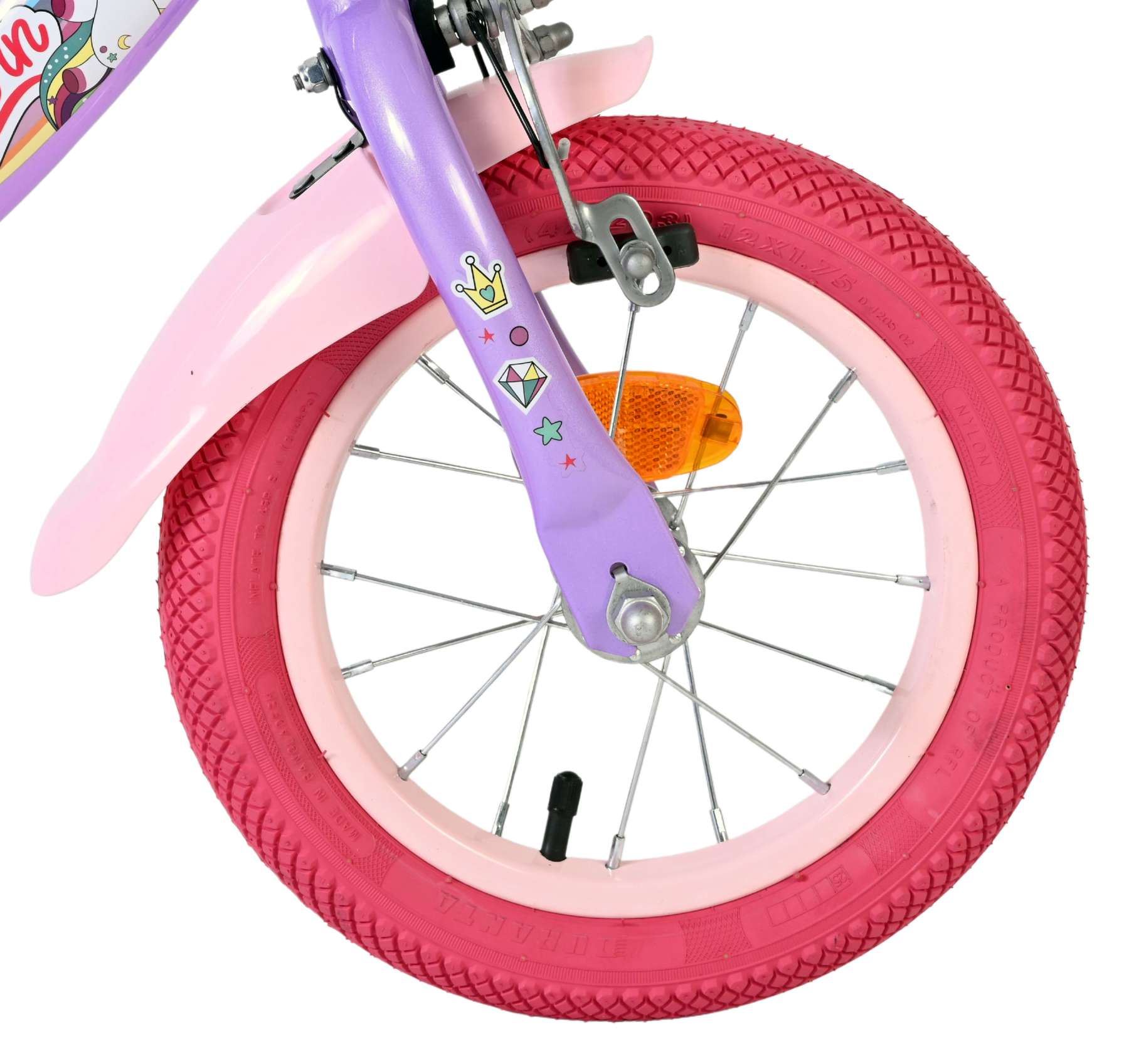Volare Unicorn Kinderfiets – Meisjes – 12 inch – Paars – Twee handremmen
