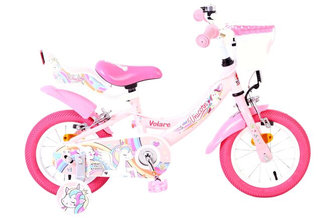 Volare Unicorn Kinderfiets – Meisjes – 12 inch – Roze – Twee handremmen Volare Unicorn Kinderfiets – Meisjes – 12 inch – Roze – Twee handremmen