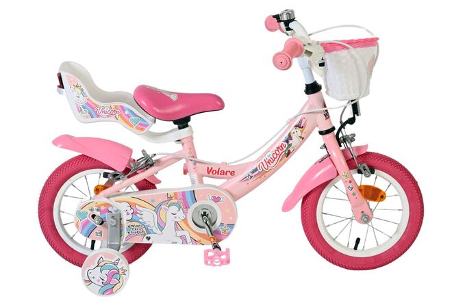 Volare Unicorn Kinderfiets – Meisjes – 12 inch – Roze – Twee handremmen
