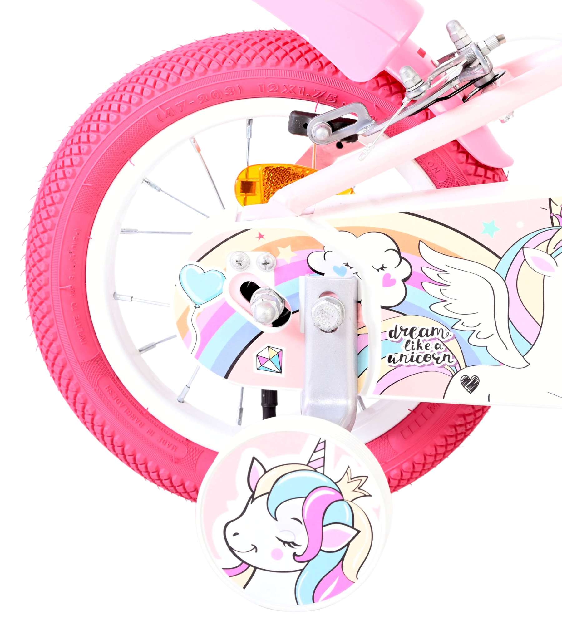 Volare Unicorn Kinderfiets – Meisjes – 12 inch – Roze – Twee handremmen Volare Unicorn Kinderfiets – Meisjes – 12 inch – Roze – Twee handremmen