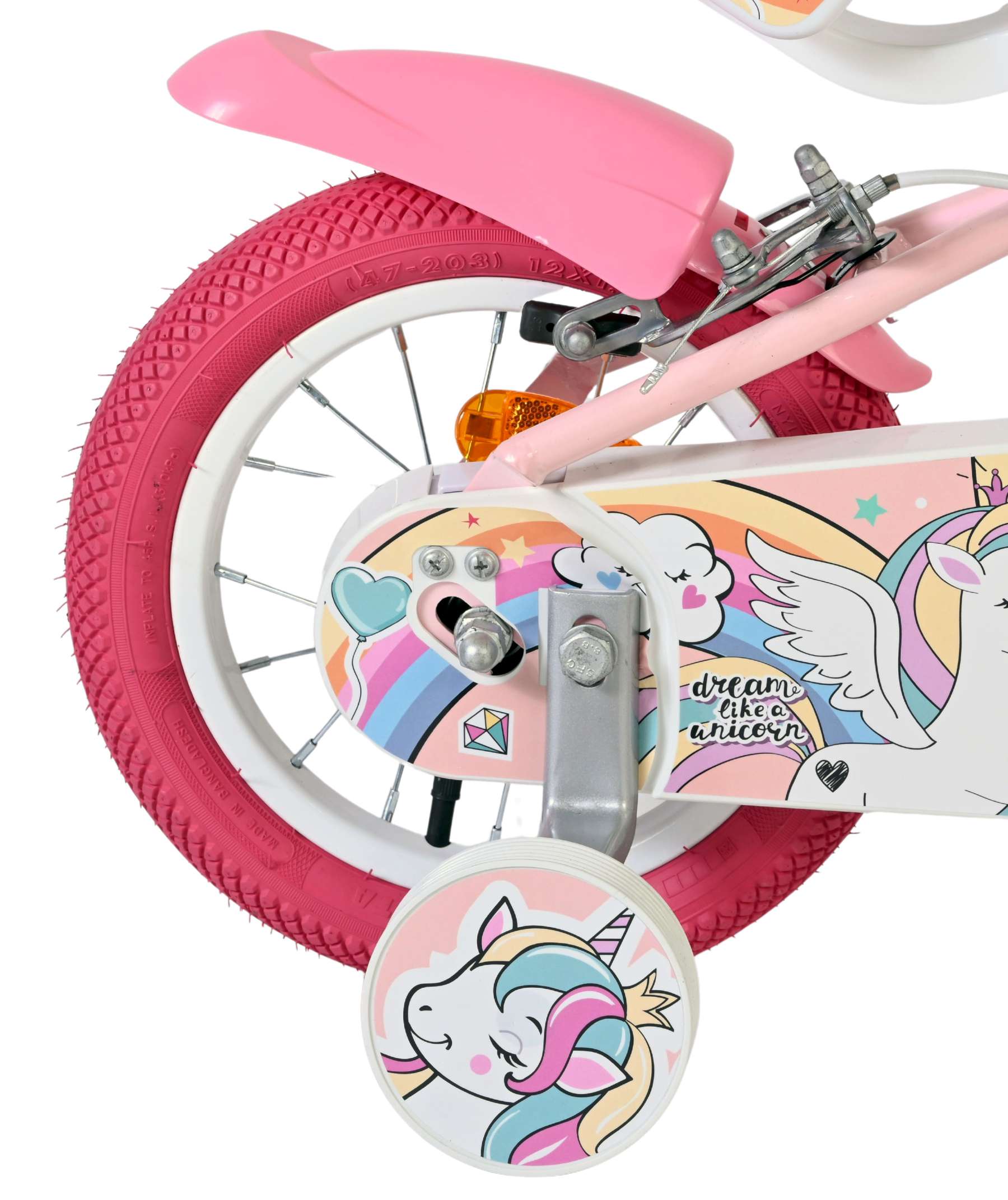Volare Unicorn Kinderfiets – Meisjes – 12 inch – Roze – Twee handremmen