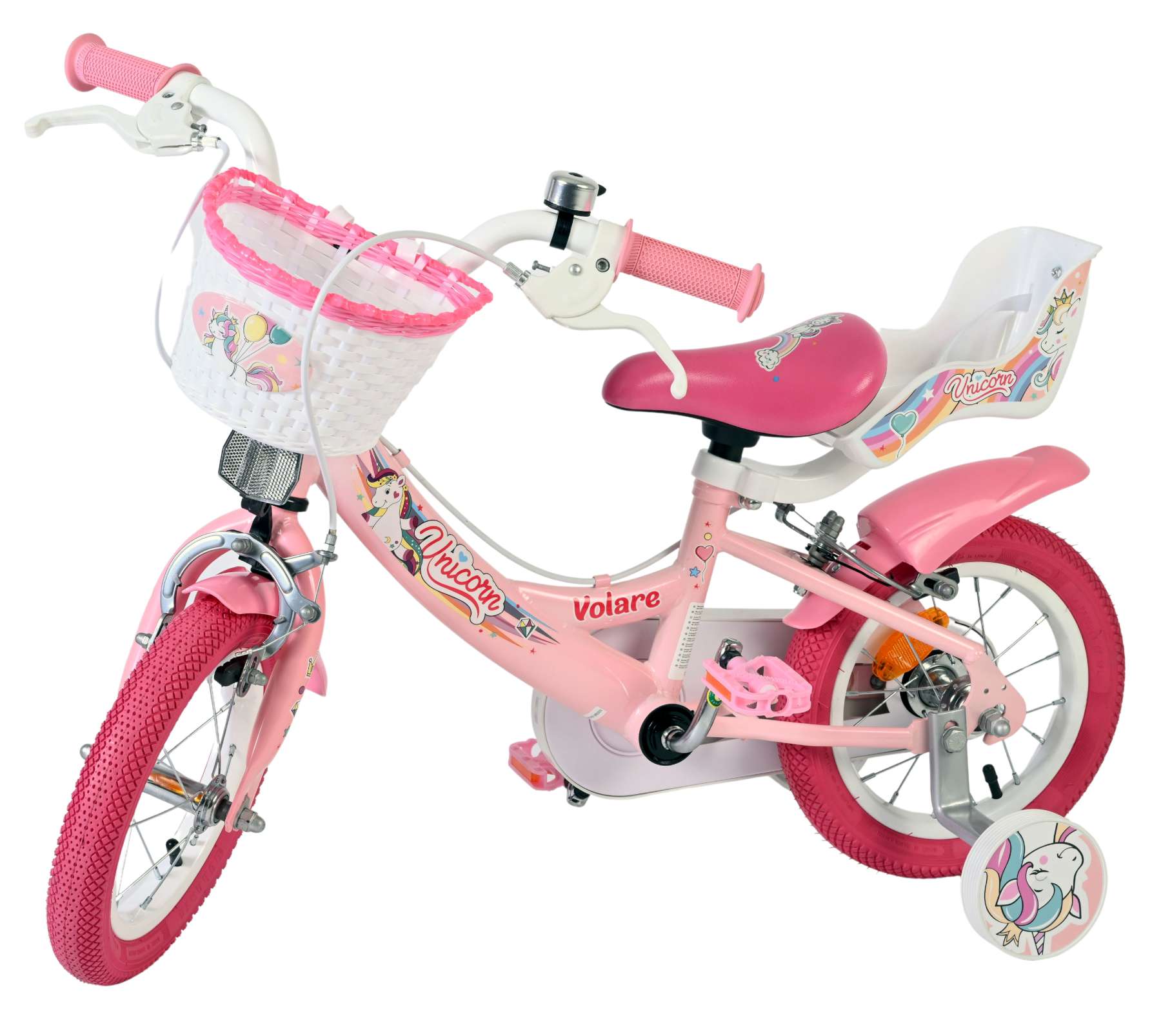 Volare Unicorn Kinderfiets – Meisjes – 12 inch – Roze – Twee handremmen