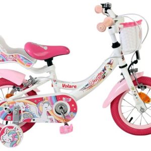 Volare Unicorn Kinderfiets – Meisjes – 12 inch – Wit – Twee handremmen