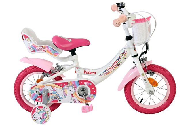 Volare Unicorn Kinderfiets – Meisjes – 12 inch – Wit – Twee handremmen