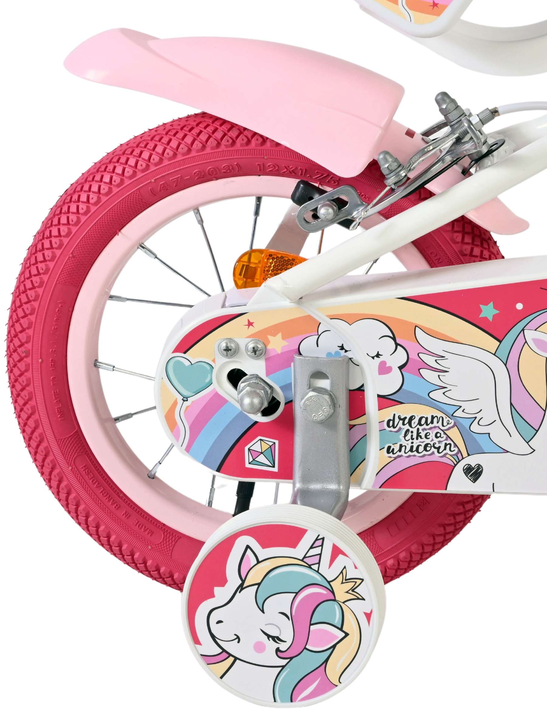 Volare Unicorn Kinderfiets – Meisjes – 12 inch – Wit – Twee handremmen