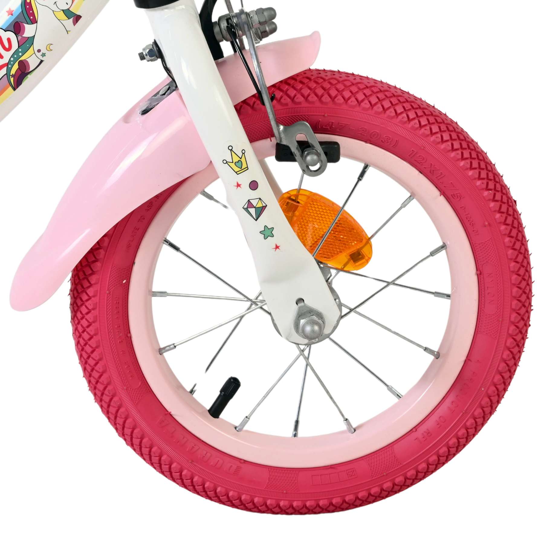 Volare Unicorn Kinderfiets – Meisjes – 12 inch – Wit – Twee handremmen