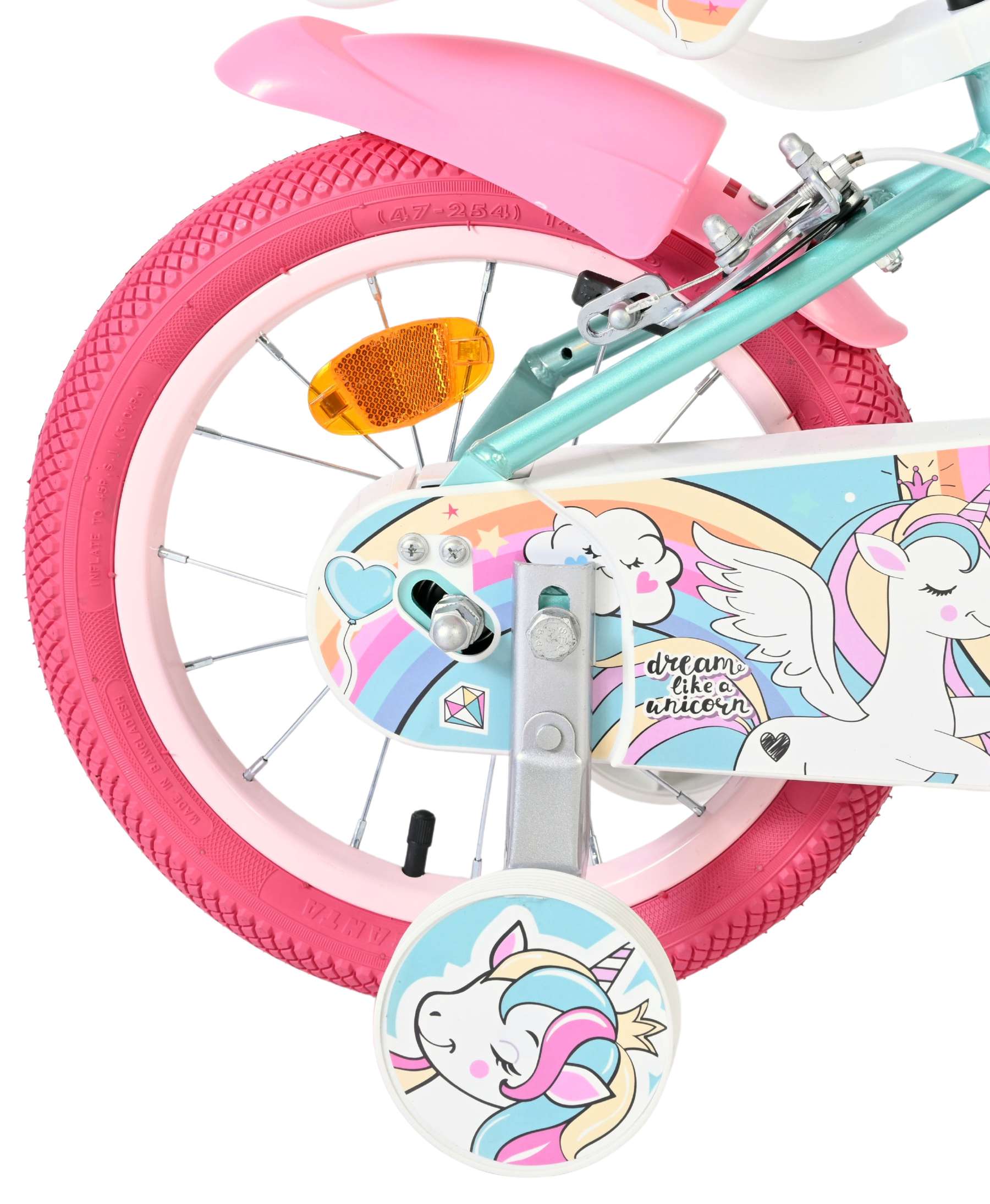 Volare Unicorn Kinderfiets – Meisjes – 14 inch – Groen – Twee Handremmen