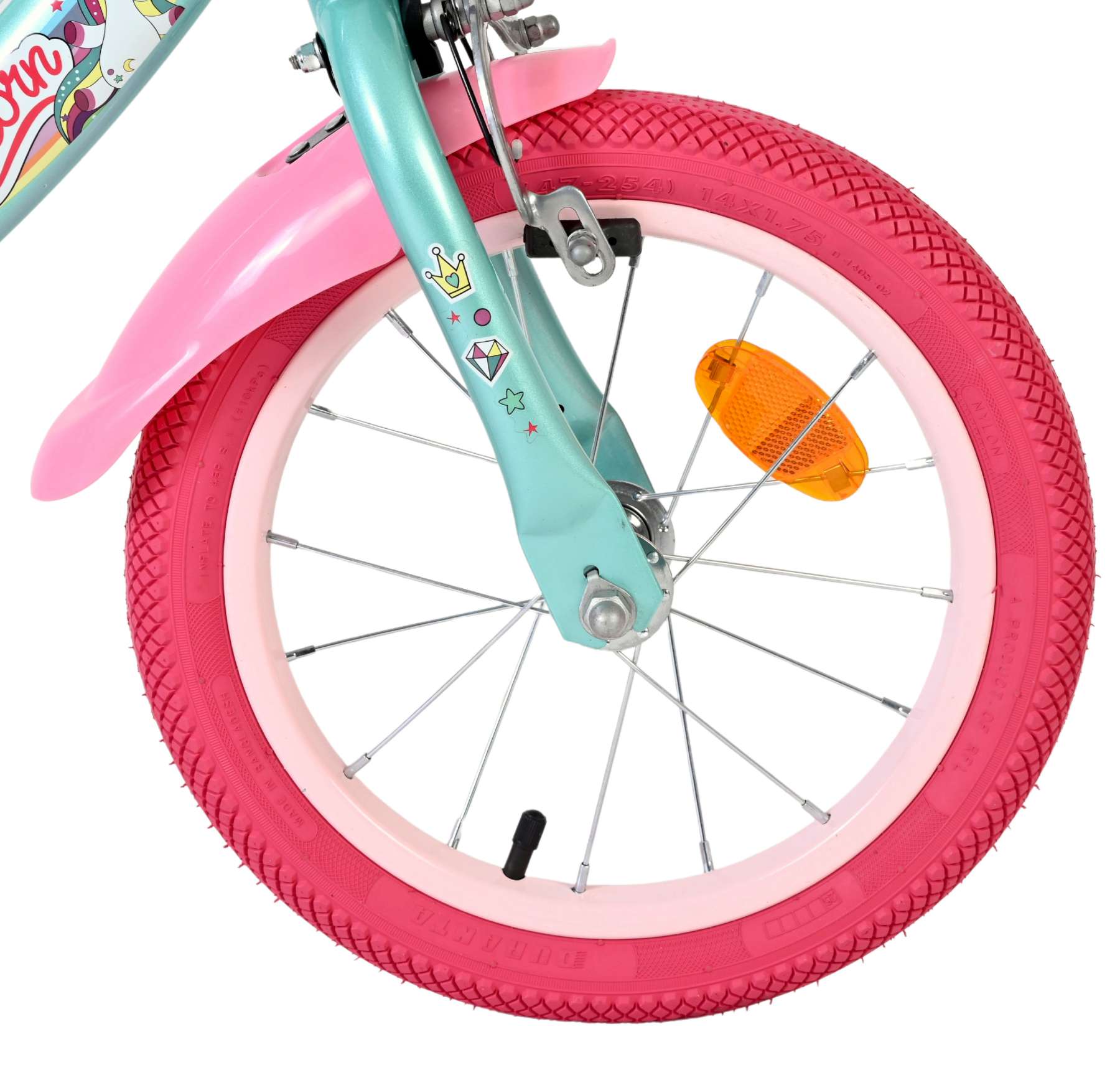 Volare Unicorn Kinderfiets – Meisjes – 14 inch – Groen – Twee Handremmen
