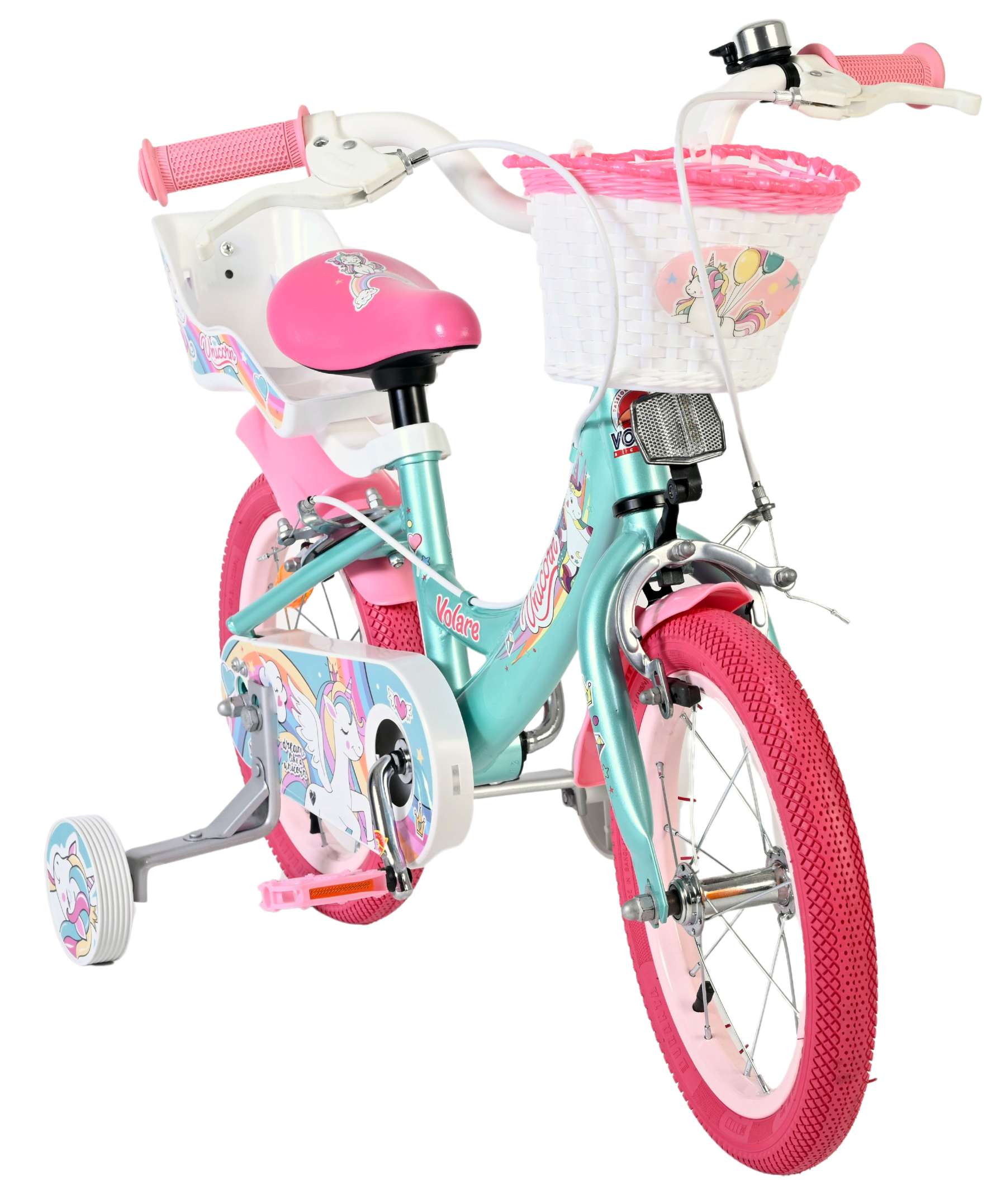 Volare Unicorn Kinderfiets – Meisjes – 14 inch – Groen – Twee Handremmen