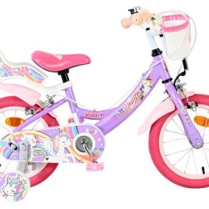 Volare Unicorn Kinderfiets – Meisjes – 14 inch – Paars – Twee Handremmen Volare Unicorn Kinderfiets – Meisjes – 14 inch – Paars – Twee Handremmen